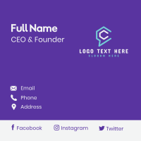 Chat Hexagon Letter C Business Card Design