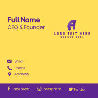 Purple Gaming Letter A Business Card Design