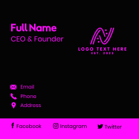 Minimalist Pink Letter N  Business Card Design