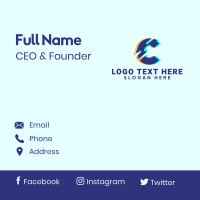 Futuristic Glitch Letter C Business Card Design