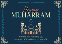 Decorative Islamic New Year Postcard Design