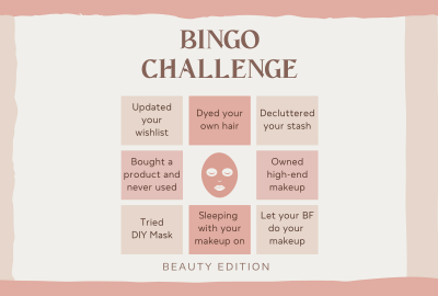 Beauty Bingo Challenge Pinterest board cover