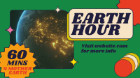 Retro Earth Hour Reminder Animation Image Preview