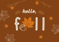 Hello Fall Greeting Postcard Design