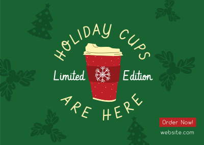 Christmas Cups Postcard Image Preview