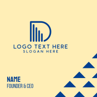 Simple Blue Letter D Company Business Card Design