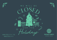Closed for the Holidays Postcard Image Preview