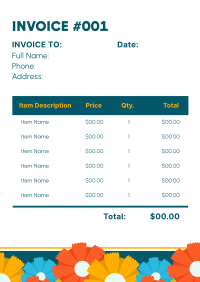 Colorful Flowers Invoice Design