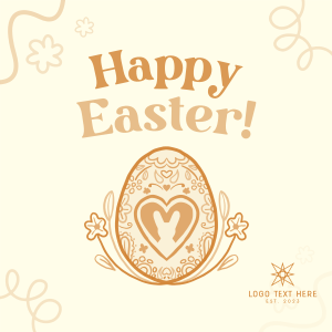 Floral Egg with Easter Bunny Instagram post Image Preview