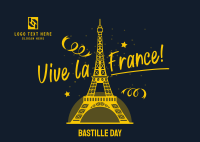 Eiffel Tower Bastille Greeting  Postcard Design
