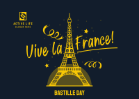 Eiffel Tower Bastille Greeting  Postcard Image Preview