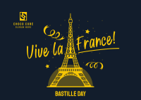 Eiffel Tower Bastille Greeting  Postcard Image Preview