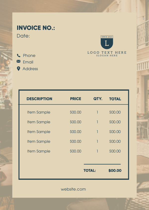 Minimalist Cafe Box Invoice Design Image Preview