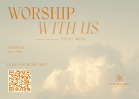 Serene Sunday Church Service Postcard Design
