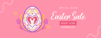 Floral Egg with Easter Bunny and Shapes Sale Facebook Cover Design