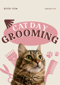 Cat Day Grooming Poster Design