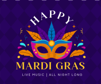 Mardi Gras Party Facebook Post Design