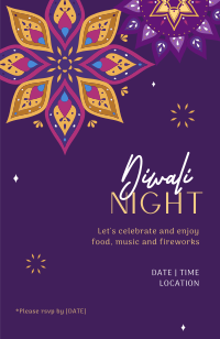 Colorful Diwali Night Invitation Design