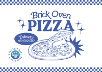 Retro Brick Oven Pizza Postcard Design