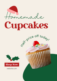 Cupcake Christmas Sale Poster Design