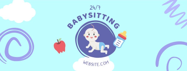 Babysitting Services Illustration Facebook Cover Design Image Preview