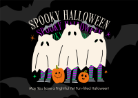 Cute Spooky Ghosts Postcard Design