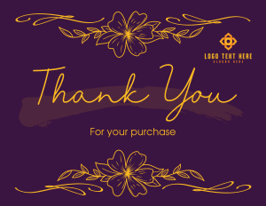 Wavy Floral  Thank You Card Image Preview