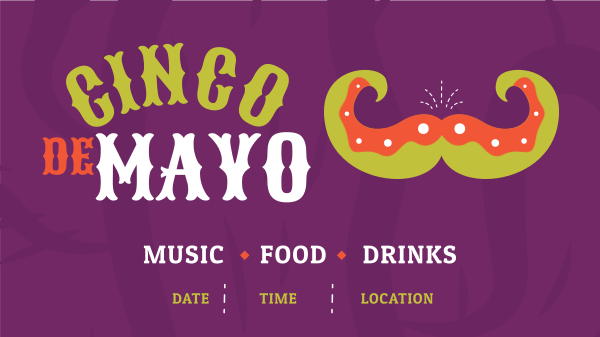 Fiesta Mustache Facebook Event Cover Design Image Preview