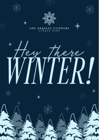 Hey There Winter Greeting Poster Design