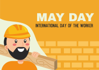 Construction May Day Postcard Design