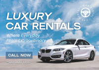 Designer Car Rental Postcard Design