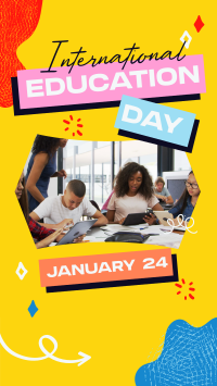 Quirky Cute Education Day Facebook Story Design