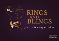 Rings and Bling Postcard Design
