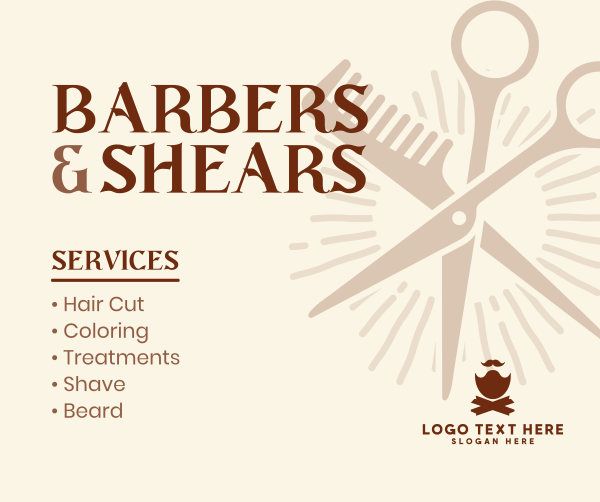 Barbers & Scissors Facebook Post Design Image Preview