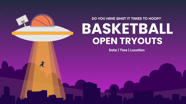 Basketball UFO Facebook Event Cover Design Image Preview