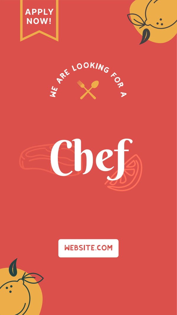Restaurant Chef Recruitment Instagram Story Design Image Preview