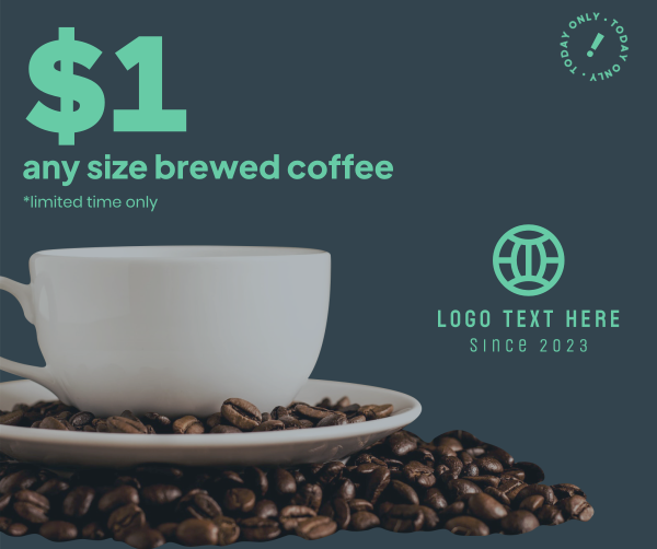 $1 Brewed Coffee Cup Facebook Post Design Image Preview