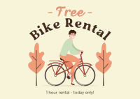 Free Bike Rental Postcard Image Preview