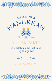 Floral Hanukkah Invitation Image Preview