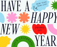 Quirky New Year Greeting Facebook Post Design