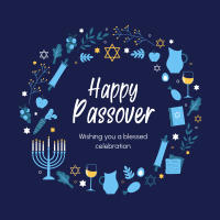Happy Passover Wreath Instagram Post Design