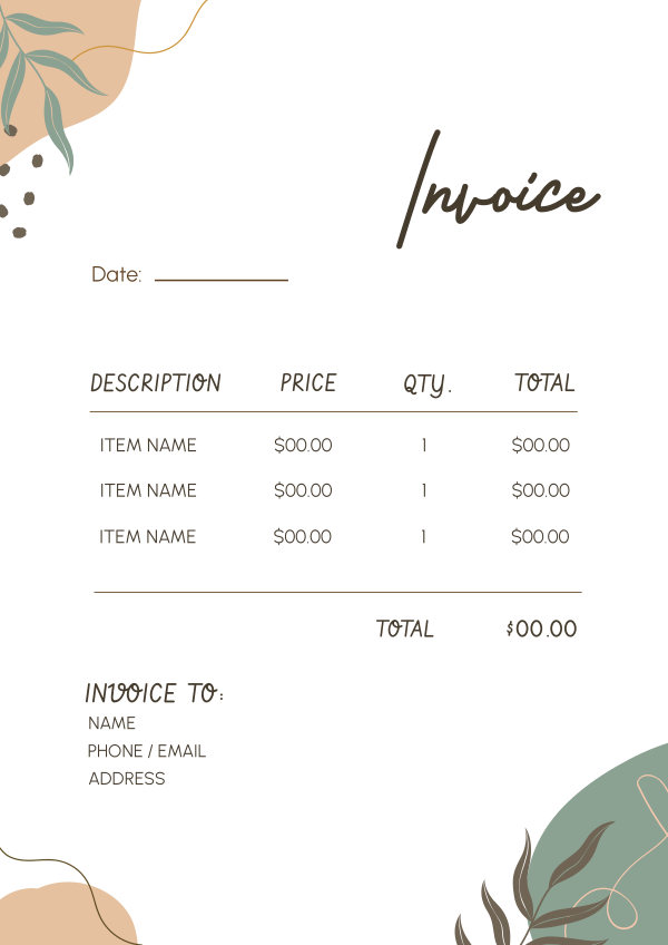 Leafy Abstract Invoice Design Image Preview