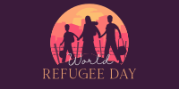 Refugees Silhouette Twitter Post Design