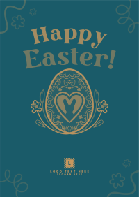 Floral Egg with Easter Bunny Flyer Design
