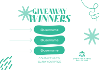 Congratulations Giveaway Winners Postcard Image Preview