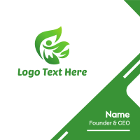 Green Leaves Person Business Card Design