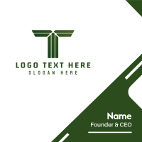 Green Shape T Business Card Design