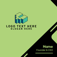 3D Pixel Letter V Business Card Design