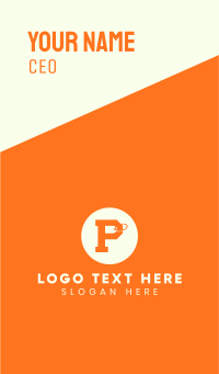 Orange Price Tag Letter P Business Card Design