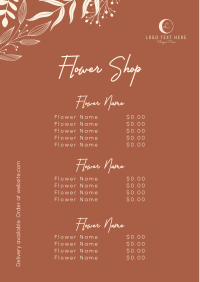 Fancy Flower Shop Menu Design